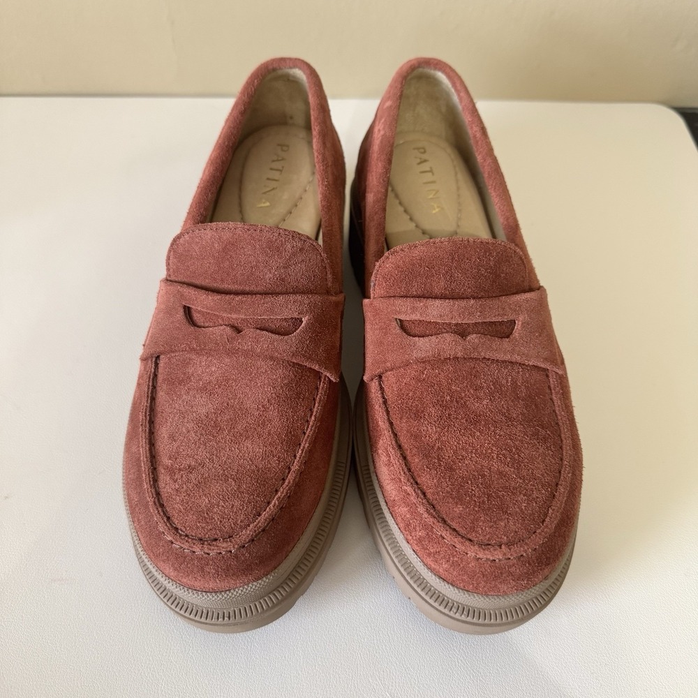 Women's Patina Suede Rust Brown Loafers Suede Slip-on‎ Shoes 6.5 Platform Boho - Picture 2 of 8